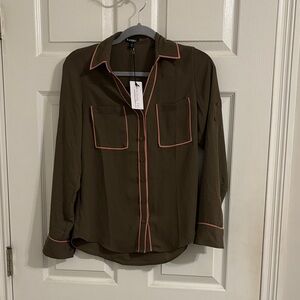 Express Olive Shirt with Pink Accents